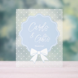 Baby Blue & White Bow Polka Punktekarten und Gesch Acrylschild