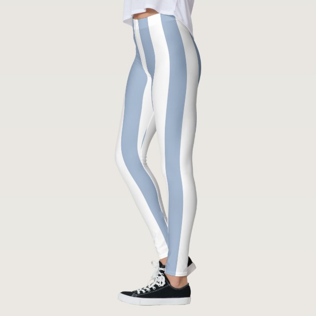 Baby Blue & White Leggings rayées (Gauche)