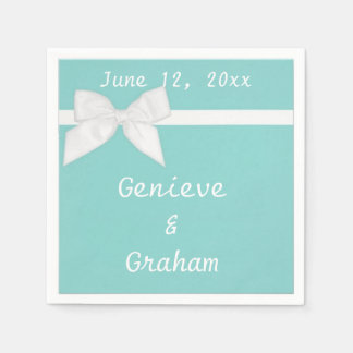 Baby Blue White Silk Ribbon Hochzeitspapier Napkin Serviette