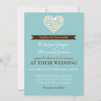 Baby Blue White Small Hearts Einladung Hochzeit