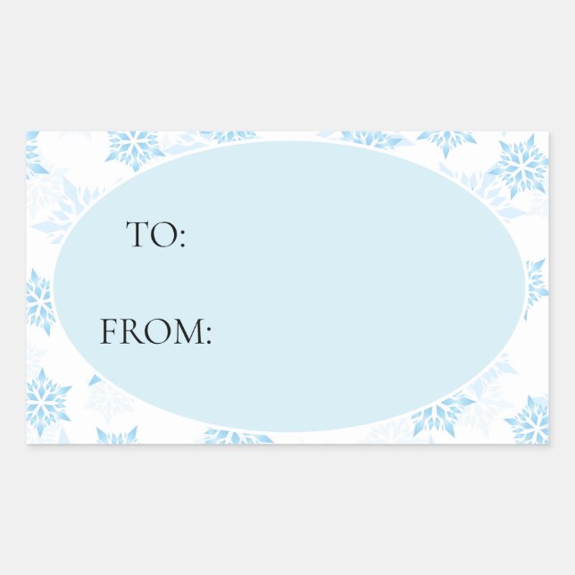 Baby Blue White Snowflakes Weihnachten bis Von Rechteckiger Aufkleber (Vorderseite)