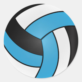Baby Blue, White und Black Volleyball Runder Aufkleber