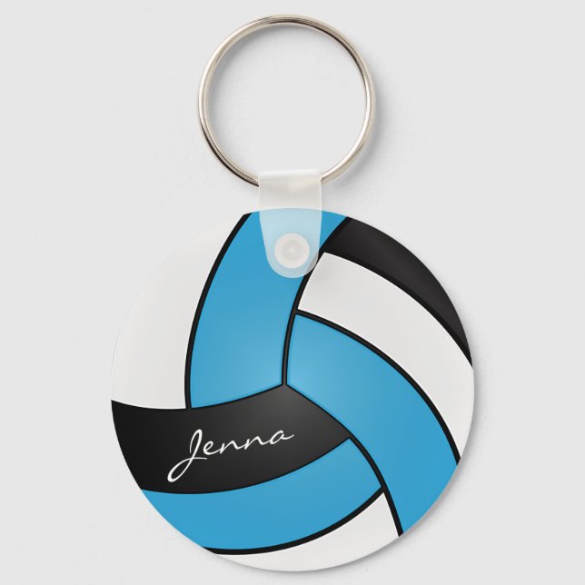 Baby Blue, White und Black Volleyball Schlüsselanhänger (Vorderseite)