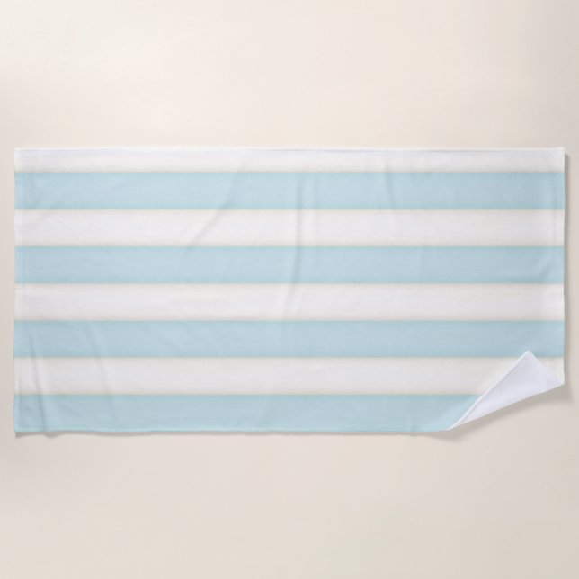 Baby Blue & White Viktorianisch Stripes Hütte Styl Strandtuch (Vorderseite)