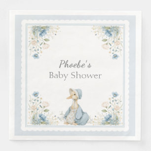 Baby Blue Wildblumen-Gänsemädchen-Baby-Party Serviette