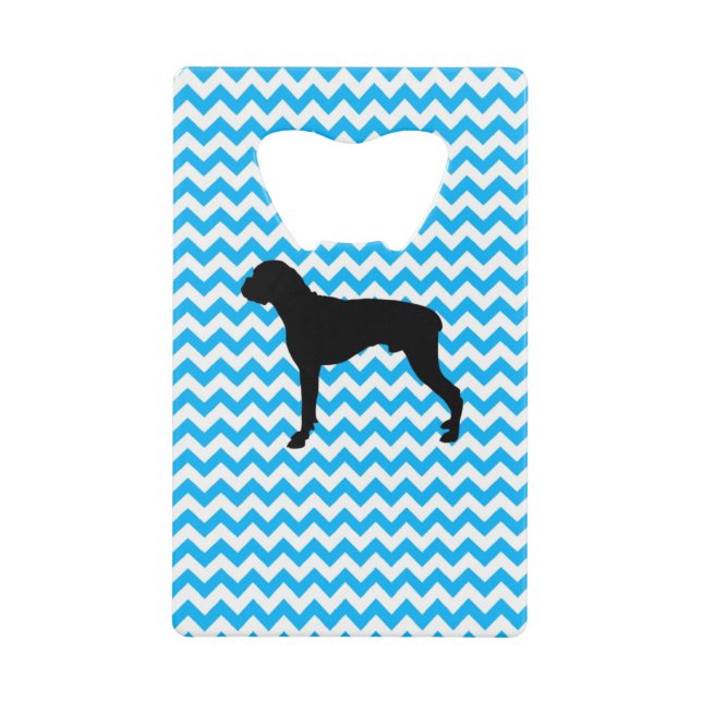 Baby Blue Zickzack mit Boxer Silhouette Geldbeutel Flaschenöffner (Vorderseite)