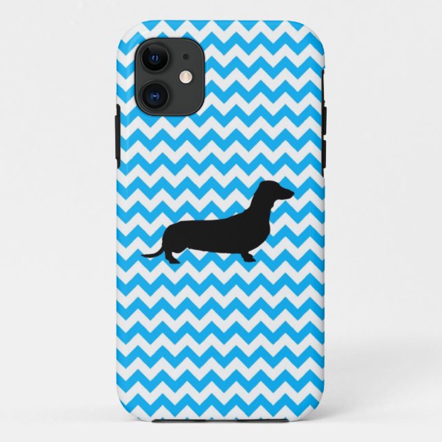 Baby Blue Zickzack mit Dackel Case Mate iPhone  (Rückseite)