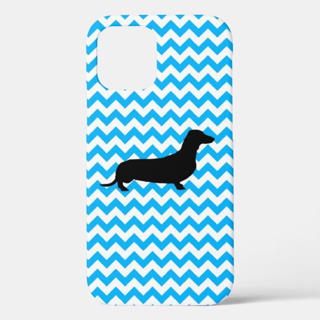 Baby Blue Zickzack mit Dackel Case Mate iPhone  (Rückseite)