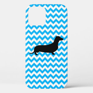 Baby Blue Zickzack mit Dackel Silhouette Case m