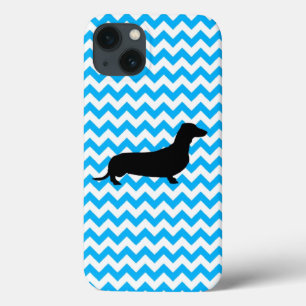 Baby Blue Zickzack mit Dackel Silhouette Case-Mate iPhone Hülle