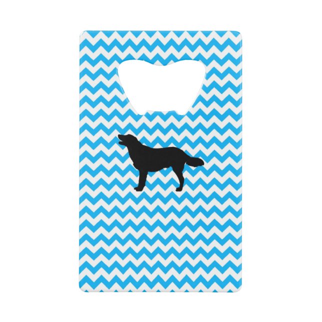 Baby Blue Zickzack mit Golden Retriever Silhouette Kreditkarten Flaschenöffner (Vorderseite)