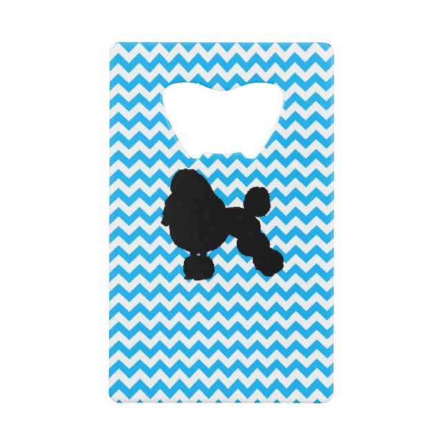 Baby Blue Zickzack mit Poodle-Silhouette Kreditkarten Flaschenöffner (Vorderseite)