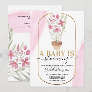 Baby blüht Blumenwasser Babydusche Einladung
