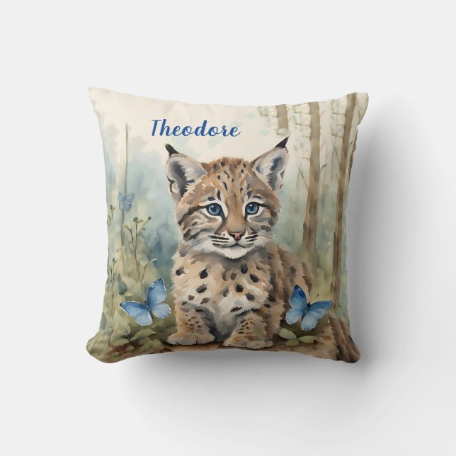 Baby Bobcat Boys Personalisiert Kissen (Vorderseite)