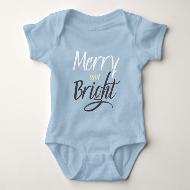 Baby-Body: Merry and Bright (blau) Baby Strampler (Vorderseite)