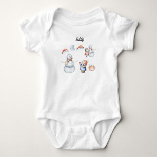 Baby-Body Personalisiertes Schneemann-Trio Baby Strampler