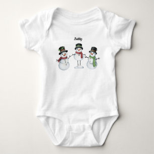 Baby-Body Personalisiertes Schneemann-Trio Baby Strampler