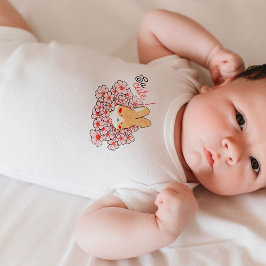 Baby Body So Cute süßer Hase und rosa Blumen Strampler
