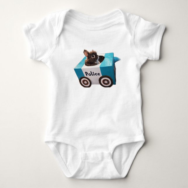 Baby Body Suit- Police Car Bunny Cute Baby Strampler (Vorderseite)