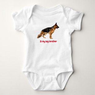 Baby body suit with German Shepherd "big brother" Strampler