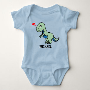 Baby-Body von einem Kind mit einem T-Rex gezeichne Baby Strampler