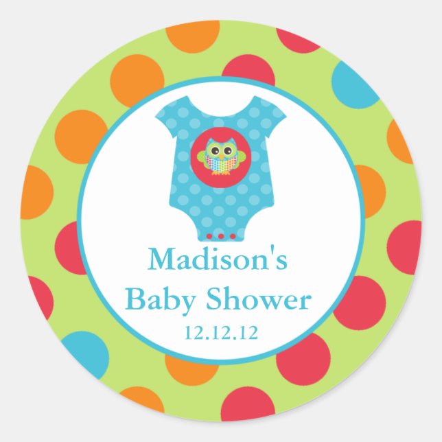 Baby Bodysuit Baby Showaufkleber Runder Aufkleber (Vorderseite)