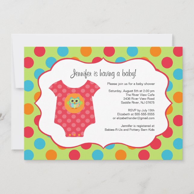 Baby Bodysuit Baby Shower Einladungen (Vorderseite)
