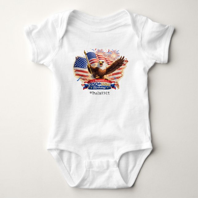baby bodysuit Blessed Happy 250th Birthday USA! Baby Strampler (Vorderseite)