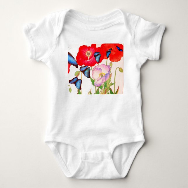 BABY BODYSUIT-BLUME UND SCHALTFLÄCHEN, DIE EINEN N STRAMPLER (Vorderseite)