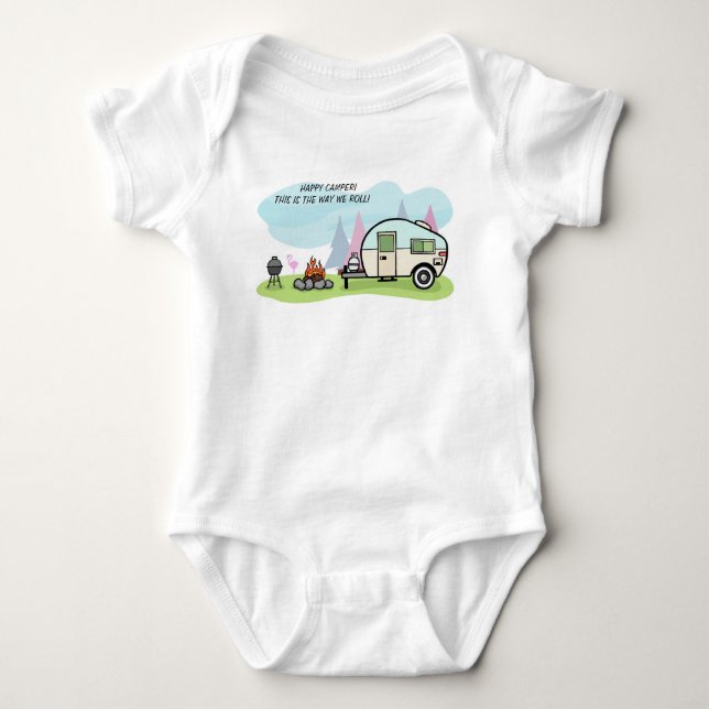 BABY BODYSUIT CAMPING CAMPER FAMILY MATCHING STRAMPLER (Vorderseite)