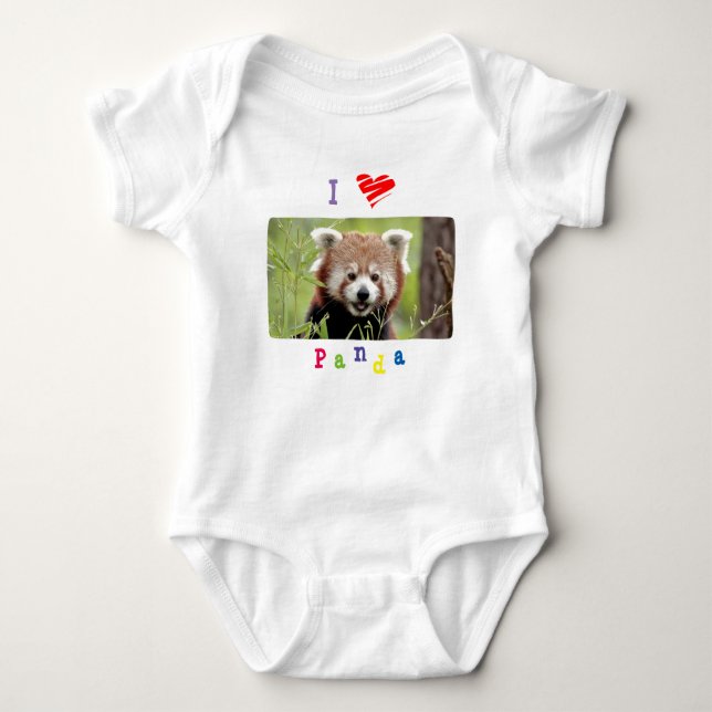 Baby Bodysuit Foto rot Panda , Tiere 0053. Baby Strampler (Vorderseite)
