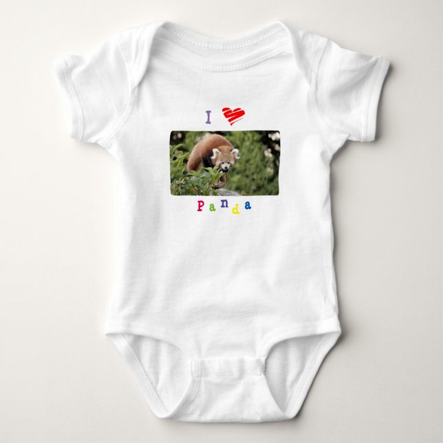Baby Bodysuit Foto rot Panda , Tiere 0056. Baby Strampler (Vorderseite)