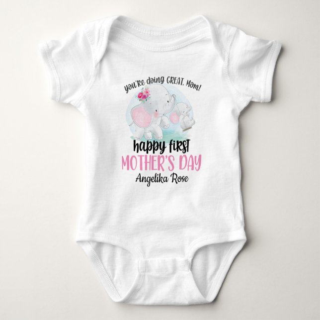 Baby Bodysuit für die erste Mutter mit Elefanten Baby Strampler (Vorderseite)