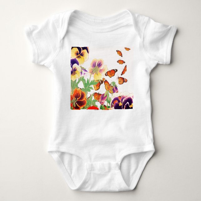 BABY BODYSUIT FÜR MÄDCHEN, STIEFMÜTTERCHEN UND SCH STRAMPLER (Vorderseite)