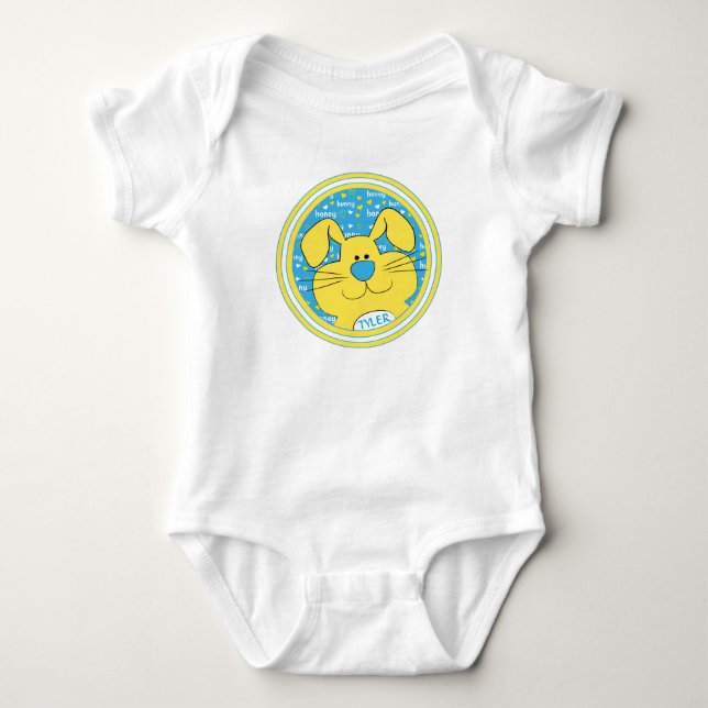 Baby Bodysuit Honey Bunny Blue Yellow Strampler (Vorderseite)