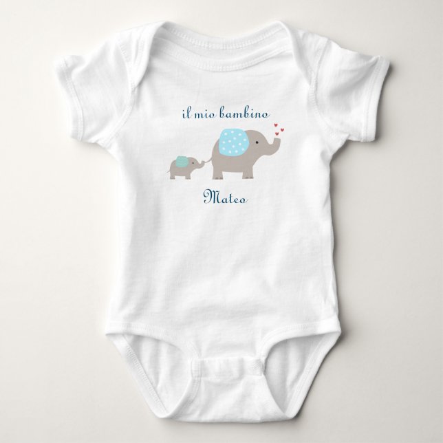 Baby-Bodysuit "il mio bambino" mit Elefanten Baby Strampler (Vorderseite)