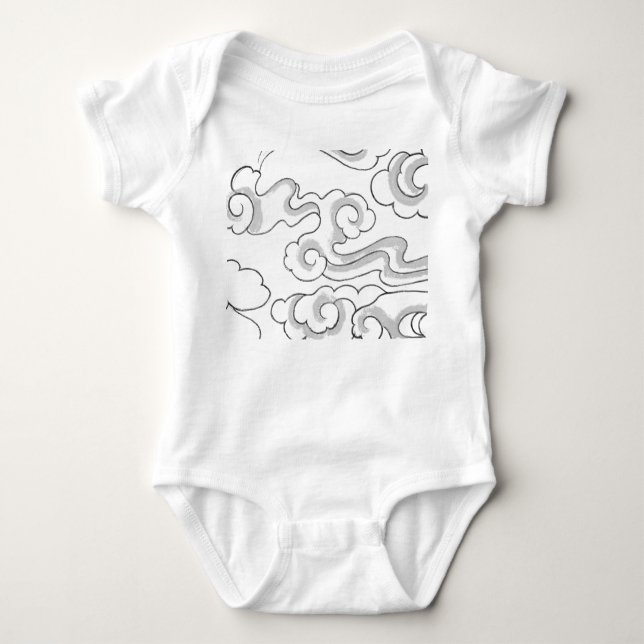 BABY BODYSUIT JAPANESE CLOUD PATTERN INDIVIDUELLE  STRAMPLER (Vorderseite)