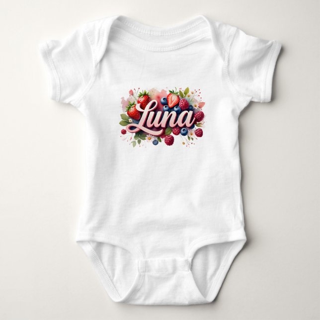 Baby Bodysuit " Luna Berry Floral Design Baby Strampler (Vorderseite)