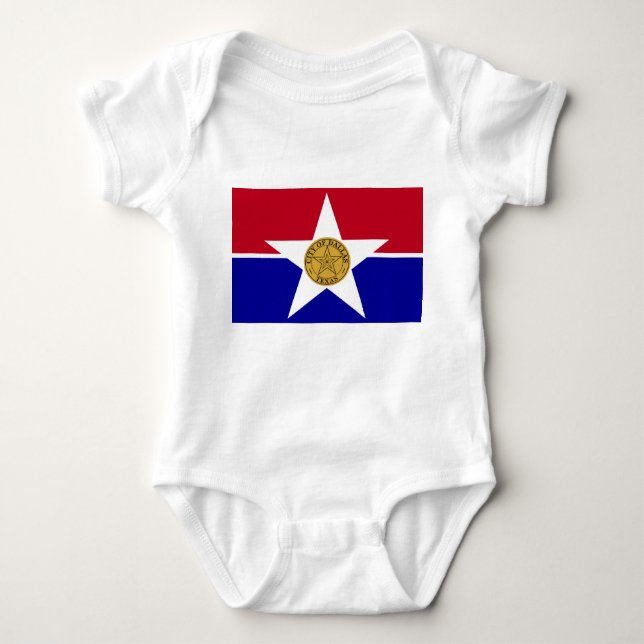 Baby Bodysuit mit Flagge von Dallas, USA Baby Strampler (Vorderseite)