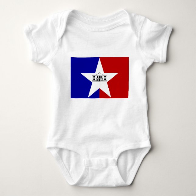 Baby Bodysuit mit Flagge von San Antonio, USA Baby Strampler (Vorderseite)