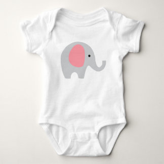 Baby-Bodysuit mit grauem Elefanten und den rosa Baby Strampler