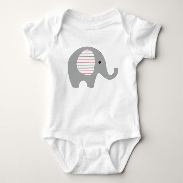 Baby-Bodysuit mit grauem Elefantrosa zeichnete Baby Strampler (Vorderseite)