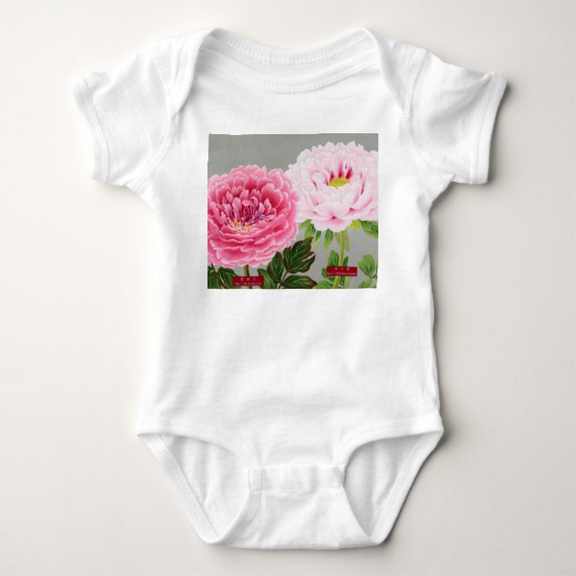BABY BODYSUIT MIT JAPANISCHER BLUME PRINT DIY NAME BABY STRAMPLER (Vorderseite)
