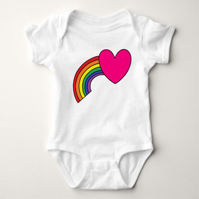 Baby Bodysuit mit Regenbogen und Hot-Pink-Herz  Strampler (Vorderseite)