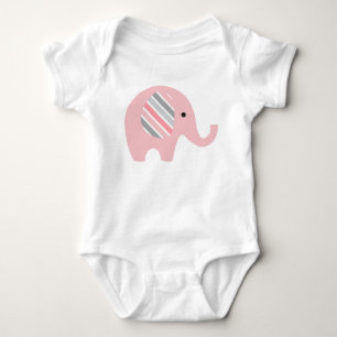 Baby-Bodysuit mit rosa Elefanten/Rosa striped Baby Strampler