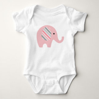 Baby-Bodysuit mit rosa Elefanten/Rosa striped Baby Strampler