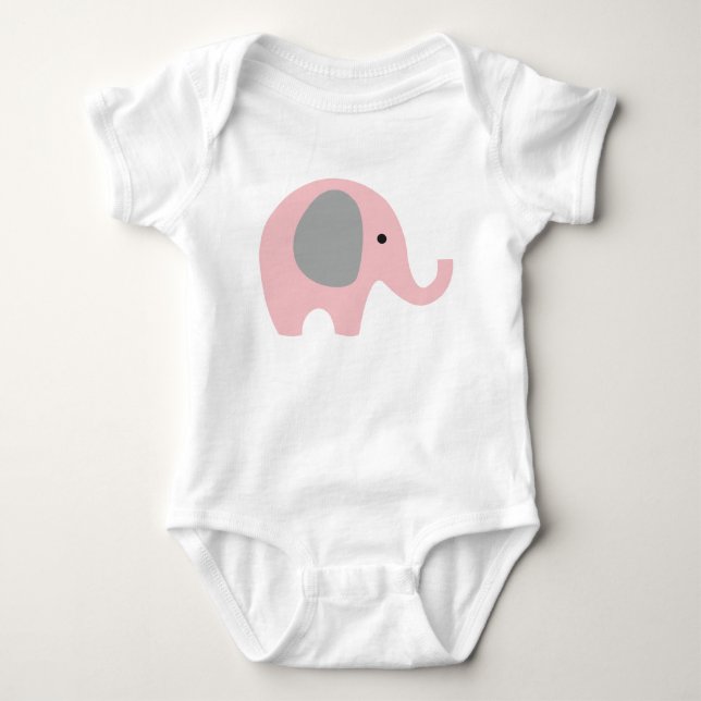 Baby-Bodysuit mit rosa Elefanten und den grauen Baby Strampler (Vorderseite)