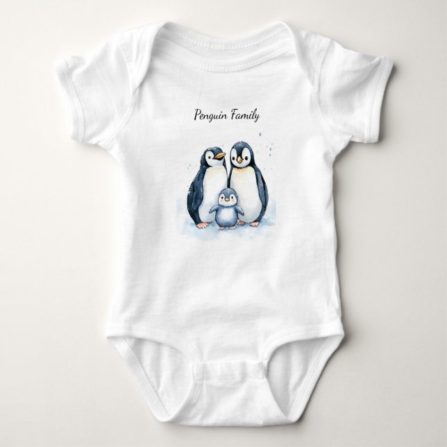 Baby Bodysuit | Personalisierter Pinguin Strampler (Vorderseite)