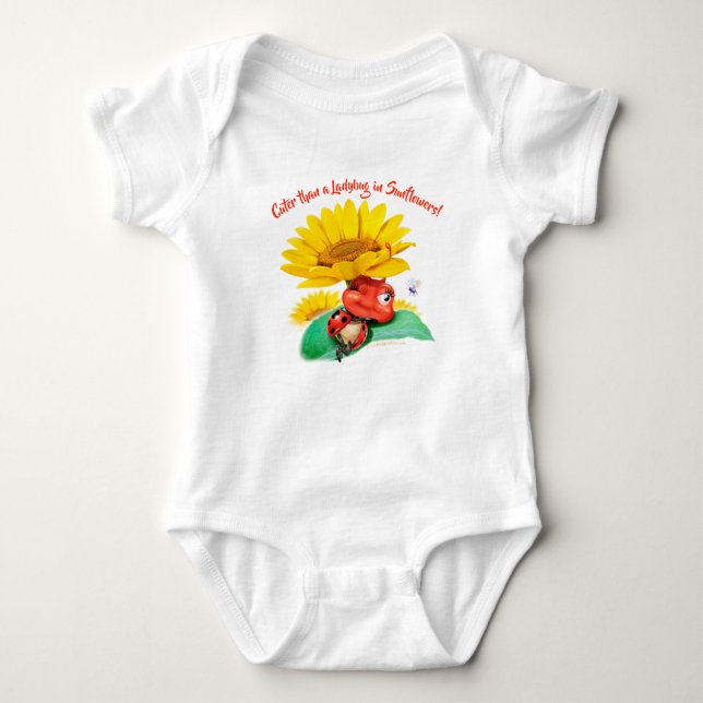 Baby Bodysuit Sleepy Ladybug Sonnenblumen Baby Strampler (Vorderseite)
