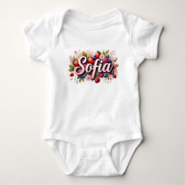 Baby Bodysuit "Sofia" Berry Floral Design Baby Strampler